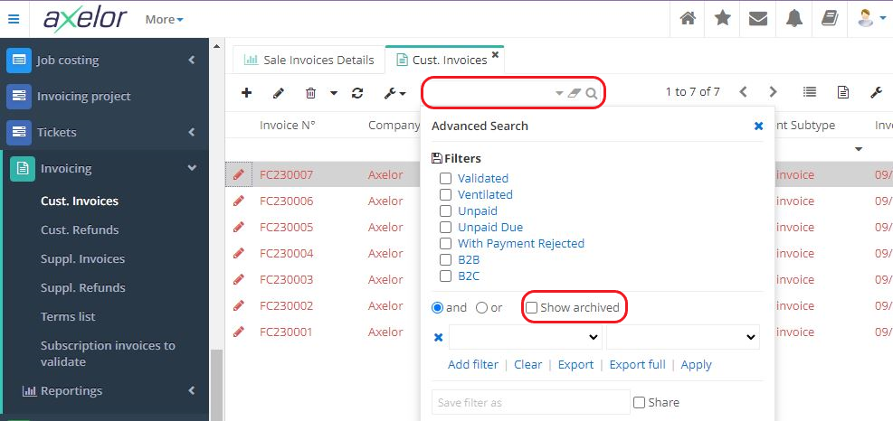 1.2. In order to find an archived document, click on Advanced Search and then tick the “Show Archives” box.